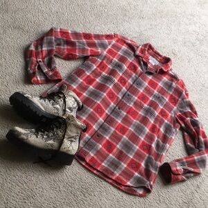 LUCKY BRAND/ VINTAGE RARE RED AZTEC PRINT FLANNEL